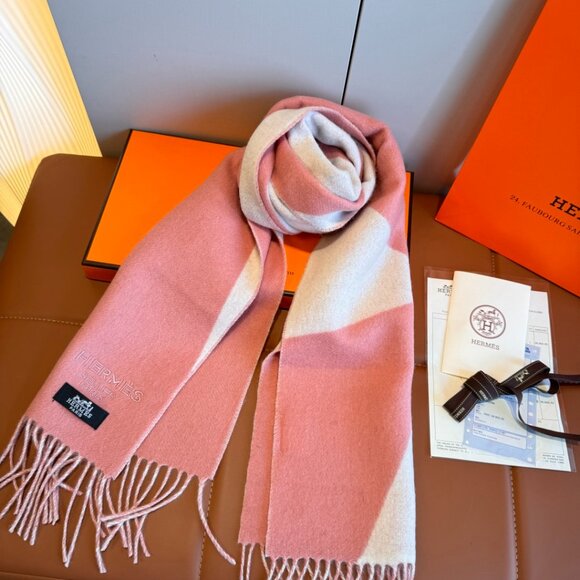 Hermès Pink & Cream Wool Scarf - Authentic w/ Original Box - Picture 3 of 5